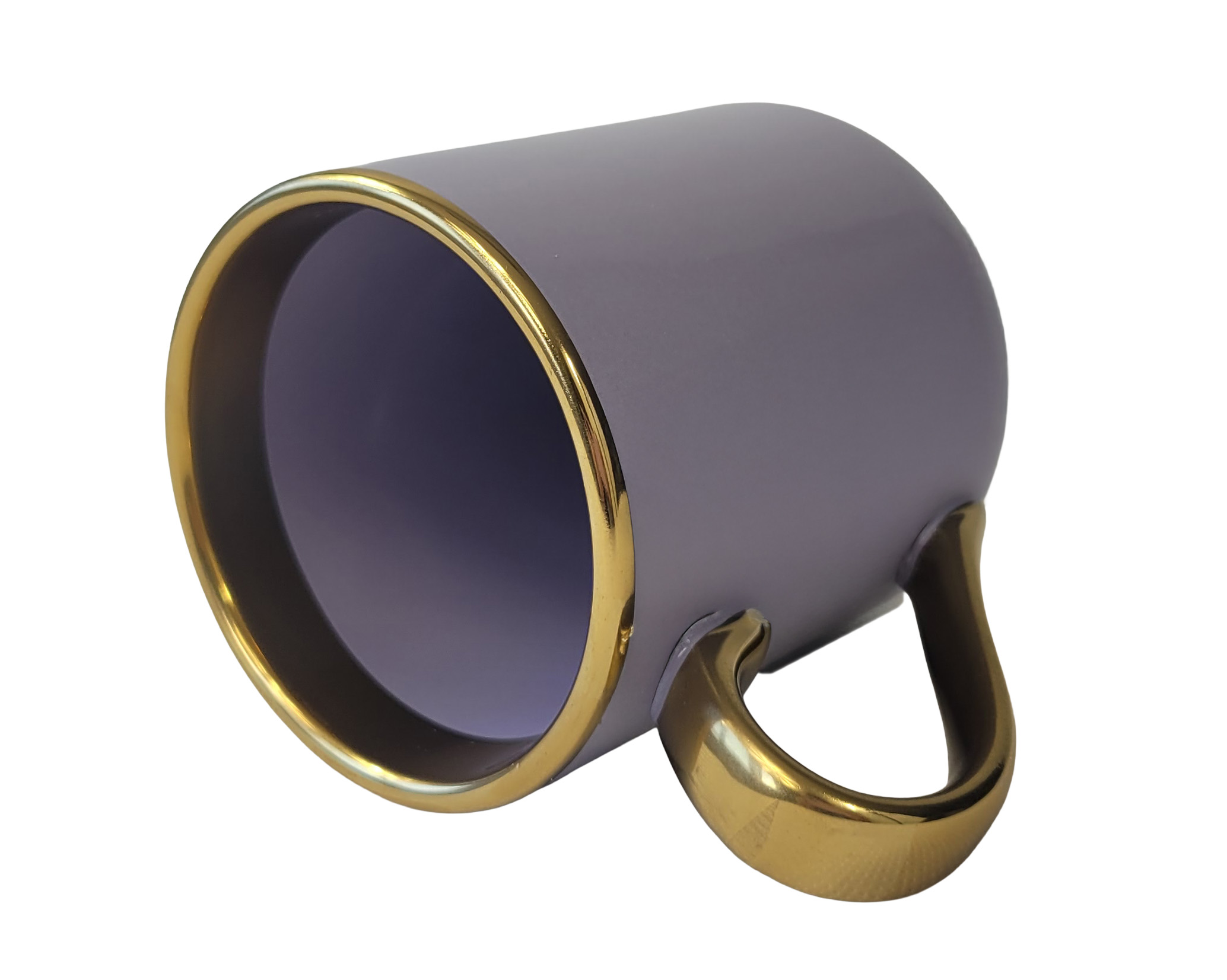Coffee mug for sublimation with gold handle
